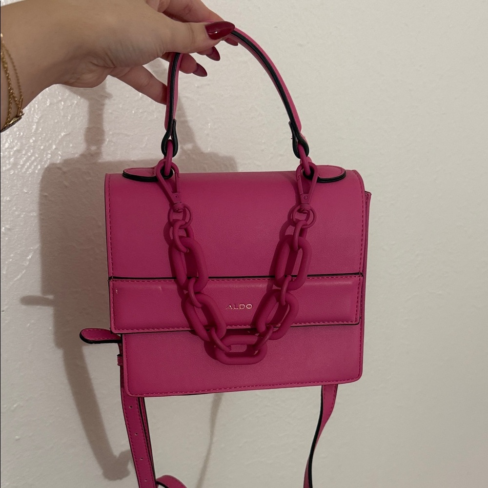 Aldo Fuchsia Crossbody Bag with Chain Strap